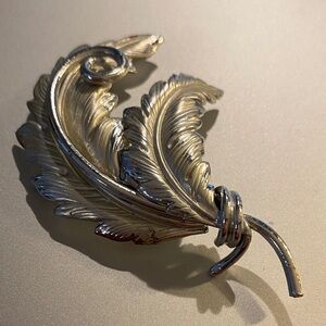 Vintage Silver over copper Leaf Brooch